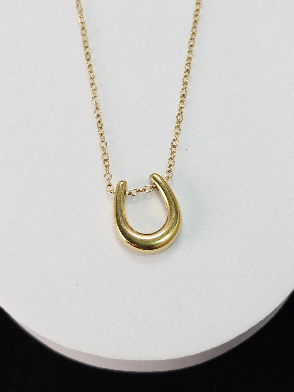 Equestrian Horseshoe Necklace Gold Snake Chain Stainless Steel Cowgirl Rodeo